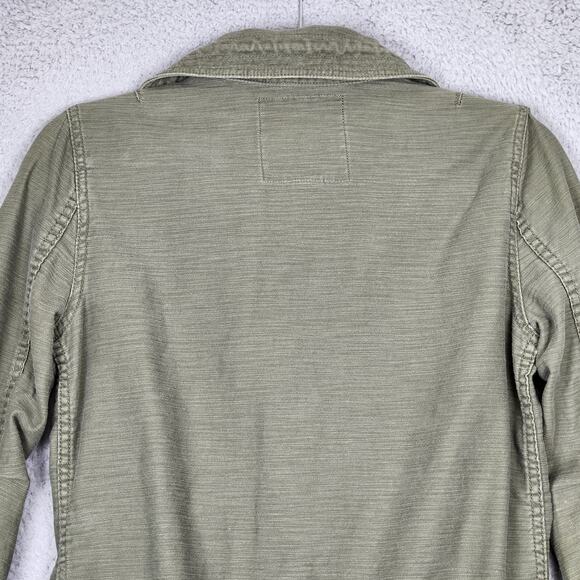 PINK VICTORIAS SECRET Jacket Womens Small Green Denim Military Collared Pockets - Picture 9 of 16